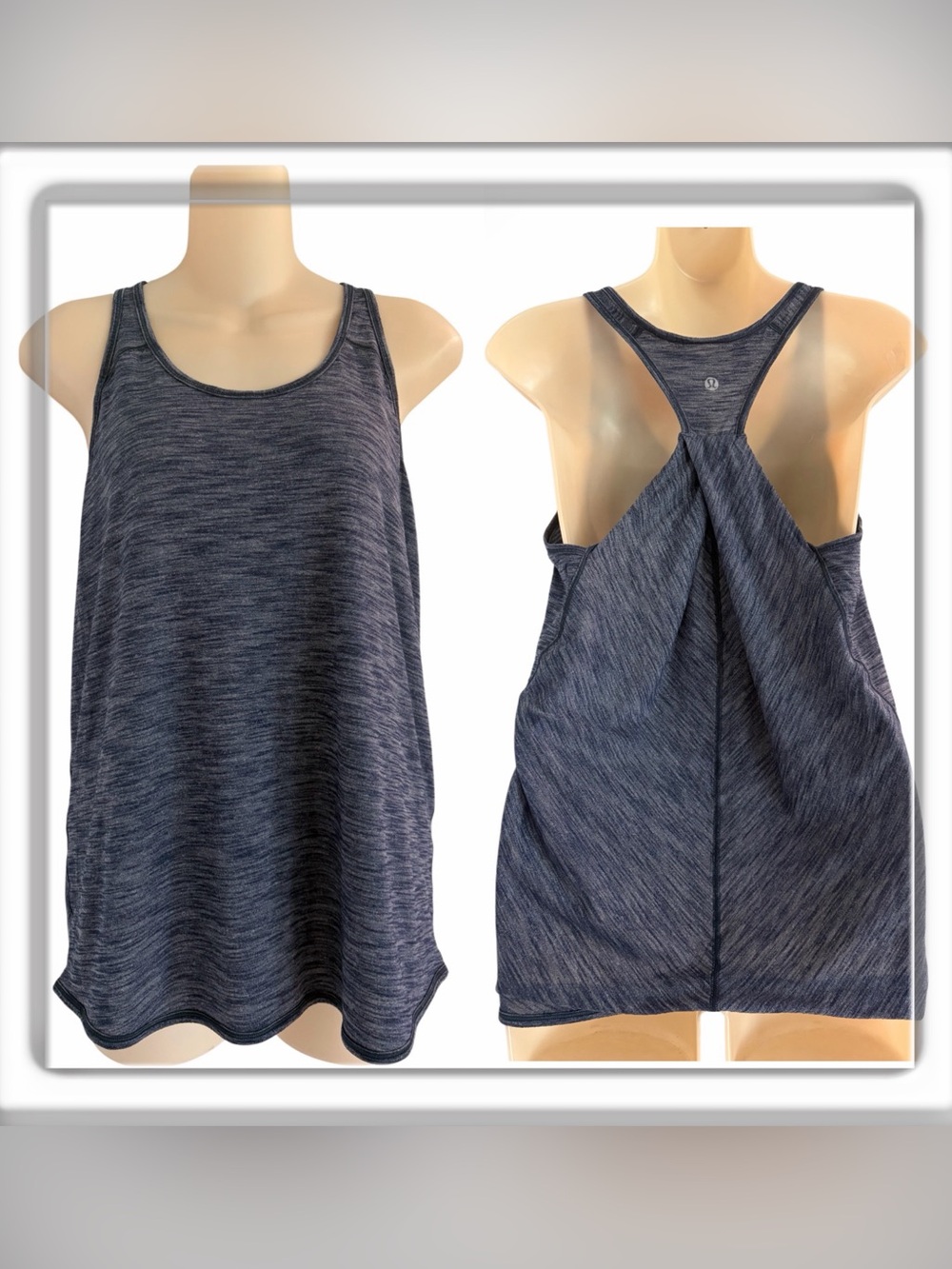 Lululemon Essential Tank Top Heathered Deep Navy Size Medium Racerback Yoga